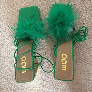 EGO Green Feathered Heels
